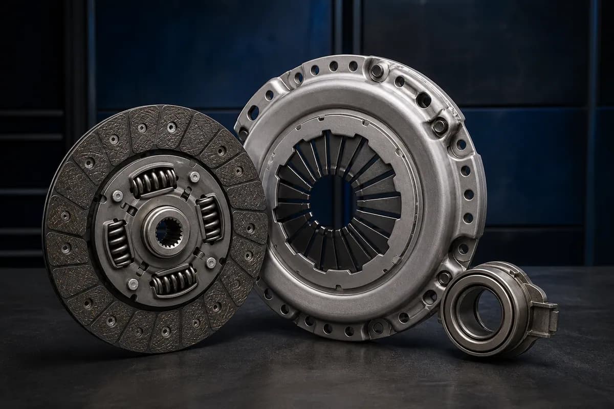 Kit de embreagem com disco, platô e rolamento para veículo diesel.