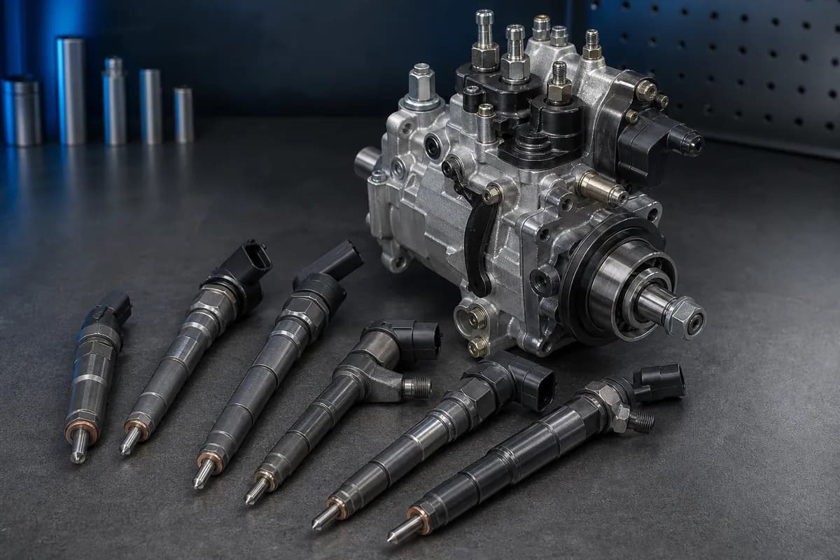Bicos injetores e bomba injetora common rail para sistema de injeção diesel.